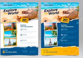 تصویر بروشور تور و مسافرت – Tour and travel flyer design template 