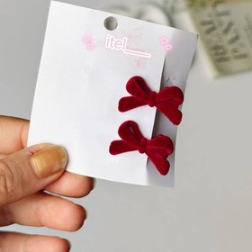 تصویر گیره مو پاپیون مخمل 2 عددی 