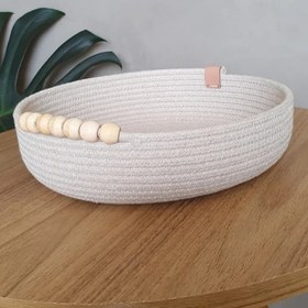 تصویر سبد نان مدل مهره چوبی - کرم 