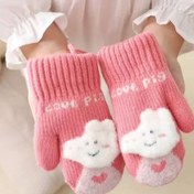 تصویر دستکش موهر داخل پشمی پپاپیگ بچگانه - سورمه ای 