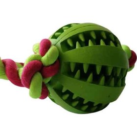 تصویر اسباب بازی توپ پلاستیکی طناب دار سگ 
