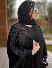 تصویر مانتو عبایی کار شده 