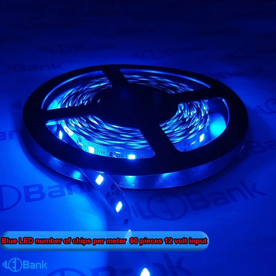 خرید و قیمت LED آبی نواری تراکم 60 12V عرض 8 میلیمتر چیپست 2835 رول 5 ...
