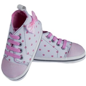 تصویر کفش نوزادی دخترانه طرح آل استار قلب طوسی-صورتی کوکالو Cocalo Cocalo Light Gray-Pink Heart AllStar Baby Girl Shoes