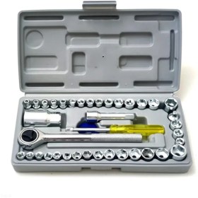 تصویر جعبه بکس آیوا 40 عددی Socket Set AIWA 40-Piece