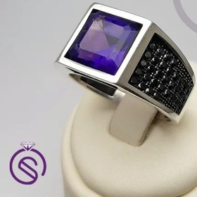 تصویر انگشتر نقره آمیتیست مردانه مدل تارخ کد 62191 Amethyst ring model tarokh