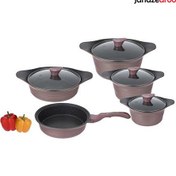 تصویر سرویس پخت و پز 9 پارچه عروس ا Aroos Diaco Cookware Set 9 Pcs Aroos Diaco Cookware Set 9 Pcs