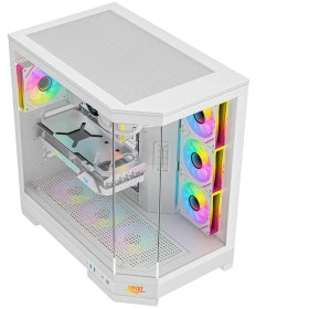تصویر کیس کامپیوتر اوست GT AQ1 MW ARGB Mid Tower سفید Awest GT AQ1 MW ARGB Mid Tower White Computer Case