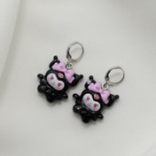 تصویر گوشواره دخترانه کورومی مشکی پاپیون دار 