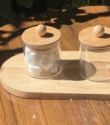 تصویر قندان پیرکس درب بامبو استوانه ای 