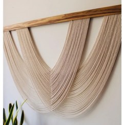 تصویر دیوارکوب مکرومه آویز بوم ریس طرح مدرن مدل هلالی رنگبندی دلخواه کدسفارش۴۰ Macrame wall hanging, canvas, modern design, crescent model, custom color, order code 40