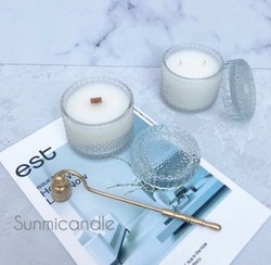 تصویر شمع شیشه ای درب دار معطر - ارکیده / شیشه آبی 