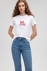 تصویر تی شرت زنانه 620 BUSIKLET YAKA GRAPHIC TITORT WHITE SS Mavi 