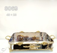 تصویر سینی چهار گوش لبه دار کوچک ورساچه _ دو رنگ