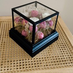 تصویر باکس گل شمع پیونی شیشه‌ای رها کندل۶ ، مدل لاکچری رها مال 