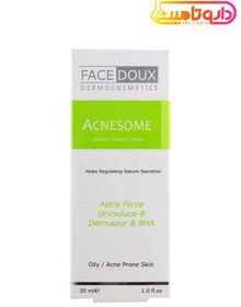 تصویر کرم ضد جوش فیس دوکس آکنه زوم پوست صورت چرب و جوش دار 30 میل acedoux  Acnesome Sebum Control Cream  For Face 30ml