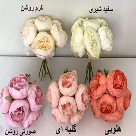 تصویر گل مصنوعی پیونی مدل مینیمال به همراه گلدان در رنگ بندی متنوع 