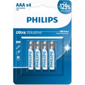 تصویر باتری نیم قلمی فیلیپس مدل Ultra Alkaline LR03E4B/40 بسته 4 عددی Philips Ultra Alkaline LR03E4B/40 AAA Battery - Pack of 4