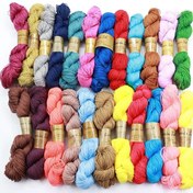 تصویر نخ قلاب بافی مرسریزه کتان رنگی (بسته 10 کلافی تک رنگ)(هر کلاف 50 گرم و 150 متر)(عمده) 