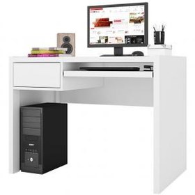 تصویر میز کامپیوتر ساده تک کشو سفید MC15 