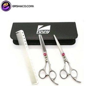 تصویر قیچی فینی پیچ بلند صورتی (6اینچ) Pink long screw finny scissors (6 inches)