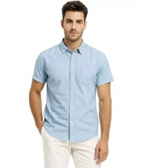 تصویر پیراهن لینن آبی 