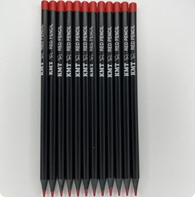 تصویر مداد قرمز سه گوش چوب مشکی KMT 