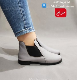 تصویر نیم بوت بغل کش رویه چرم زنانه کد 884 