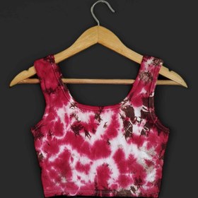 تصویر تاپ دخترانه تای دای ( شیبوری ) زرشکی- قهوه‌ای Crimson & Brown Tie Dye Sleeveless Shirt