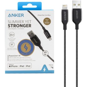 تصویر کابل شارژ 1.8 متری آیفون ANKER مدل PowerLine+III A8823 – مشکی 