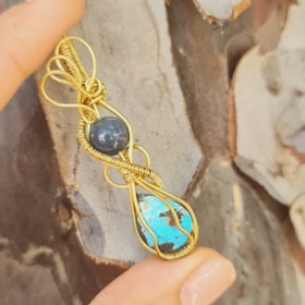 تصویر آویز فیروزه و جاسپر مشکی 