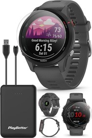 تصویر ساعت مچی هوشمند مردانه گارمین مدل Forerunner 245 بهمراه بسته هدیه Garmin Forerunner 255 (Slate Gray) 2022 GPS Running Smartwatch | Runners Bundle with HD Screen Protectors & Portable Charger | VO2 Max, Race Predictor, Body Battery, Heart Rate & Recovery Tracker +Runner's Bundle Forerunner 255 (Slate Gray)