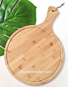 تصویر تخته سرو پیتزا بامبو مدل راکتی 