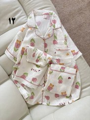 تصویر ست لباس راحتی دخترانه موسلین سبز کد ۱۵۵ 