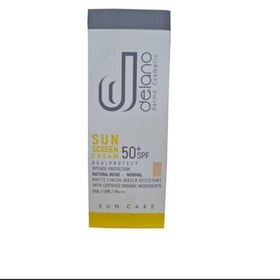 تصویر ضد آفتاب دلانو بژ طبیعی برای پوست خشک و نرمال spf 50 