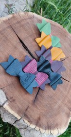 تصویر گیره ی موی چرم طبیعی Leather hair clip