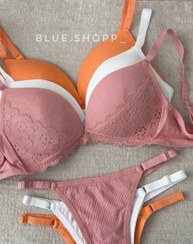 تصویر ست سوتین و شورت اسفنجی طرح گیپوری کد ۱۰۹ - مشکی / 2xl/3xl 109