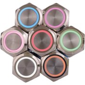 تصویر شستی استارت لحظه‌ای JBH سایز ۲۲ میلیمتر چراغ دار 