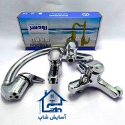 تصویر ست چهار تیکه شیرآلات رودسر مدل مهر کروم 