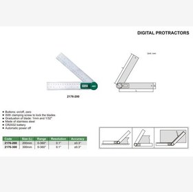 تصویر زاویه سنج دیجیتال خط کش دار اینسایز 