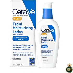 تصویر لوسیون مرطوب کننده روز SPF30 سراوی CeraVe - 89 میل CeraVe AM Facial Moisturizing Lotion SPF 30 Oil-Free