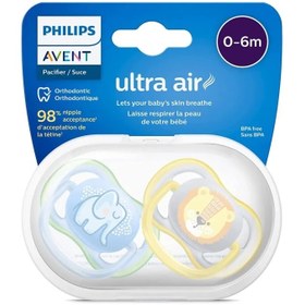 تصویر پستانک ارتودنسی اورجینال فیلیپس اونت ۰ تا ۶ ماه مدل UltraAir کد SCF085/05 Original Philips Avent Orthodontic Pacifier 0-6 Months UltraAir Model Code SCF085/05