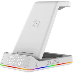 تصویر شارژر بی سیم پنج کاره Smart station - مشکی Smart Station Five-Function Wireless Charger