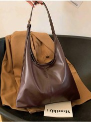 تصویر کیف دوشی زنانه چرم مصنوعی قهوه‌ای 