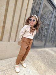 تصویر ست شومیز شلوار مازراتی کرم بالا پاپیون - 45 