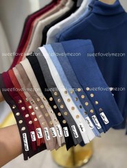 تصویر بافت یقه اسکی دیلوین رنگ آبی 