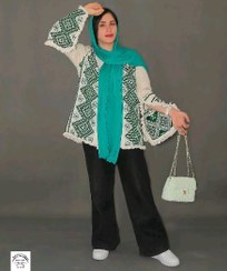 تصویر کت بافت هندی طرح نسیم( سبز ) فری سایز 38تا42 قد 78 