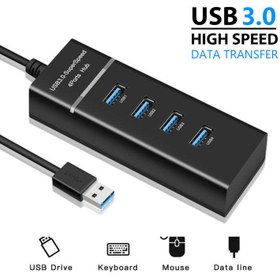 تصویر هاب USB3.0-SuperSpeed 4 Ports Hub هاب کابل بلند 1.2 متری 4 پورت USB مشکی