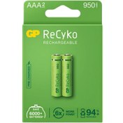 تصویر باتری نیم قلمی قابل شارژ جی پی مدل ReCyko 950 بسته دو عددی 