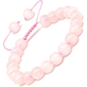 تصویر دستبند سنگ رز کوارتز 